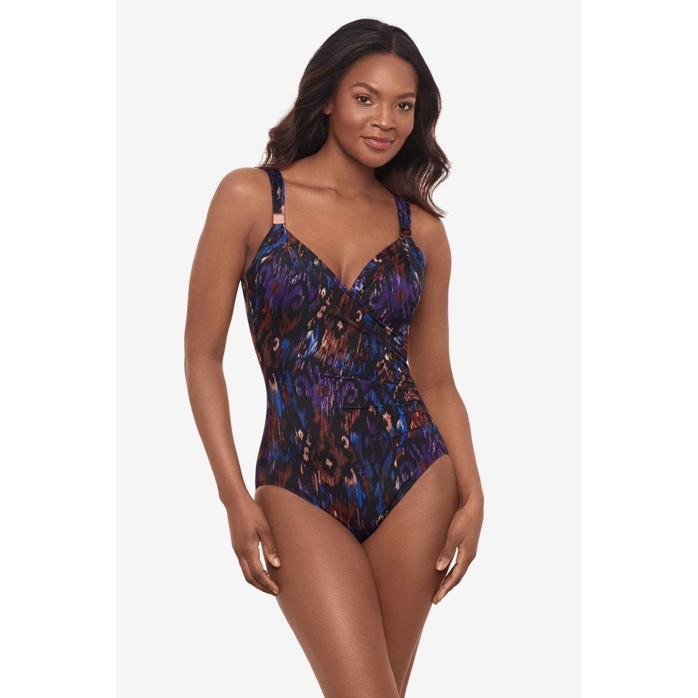 Miraclesuit Siren One Piece Swimsuit Tapiz Abstract Underwire Slimming Black 10
